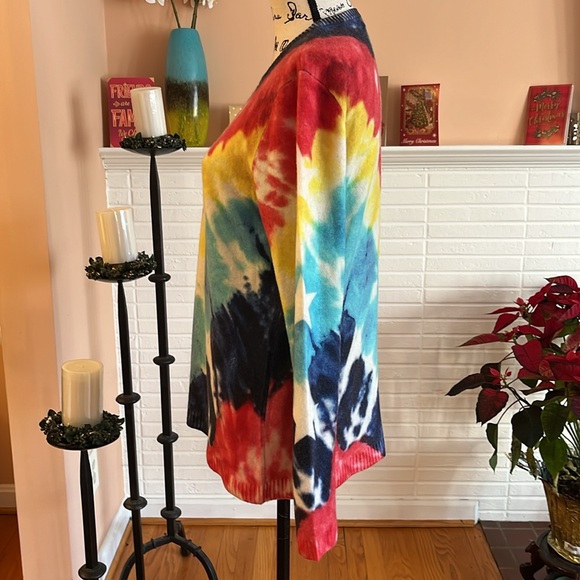 Aqua Tie Dye Print Cashmere Sweater - Picture 5 of 7
